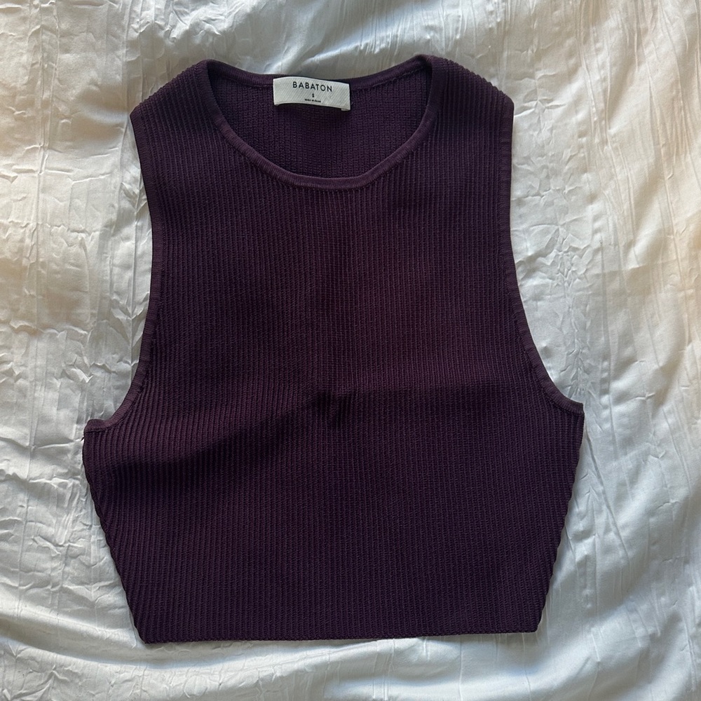 Aritzia Babaton Plum Ribbed Tank Top